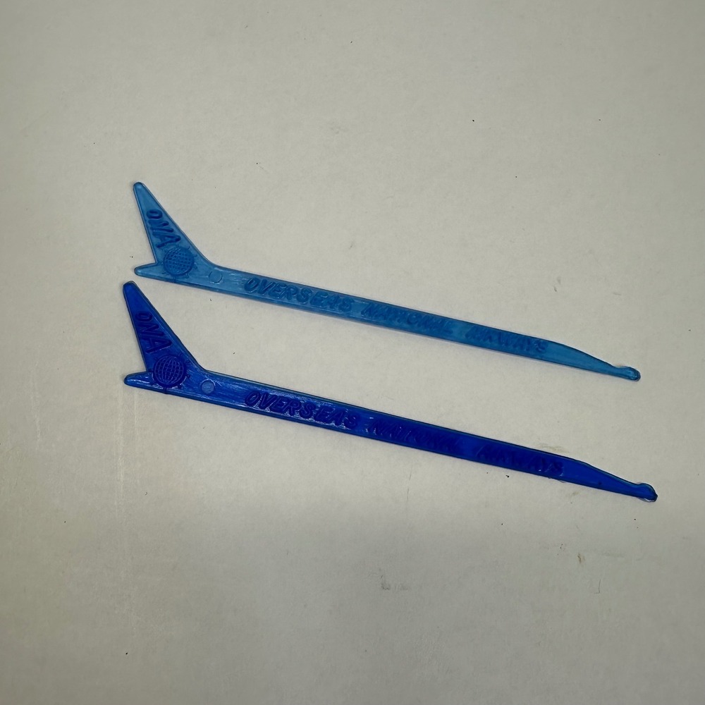 Vintage ONA Overseas National Airways Swizzle Sticks Blue Plastic Set of 2